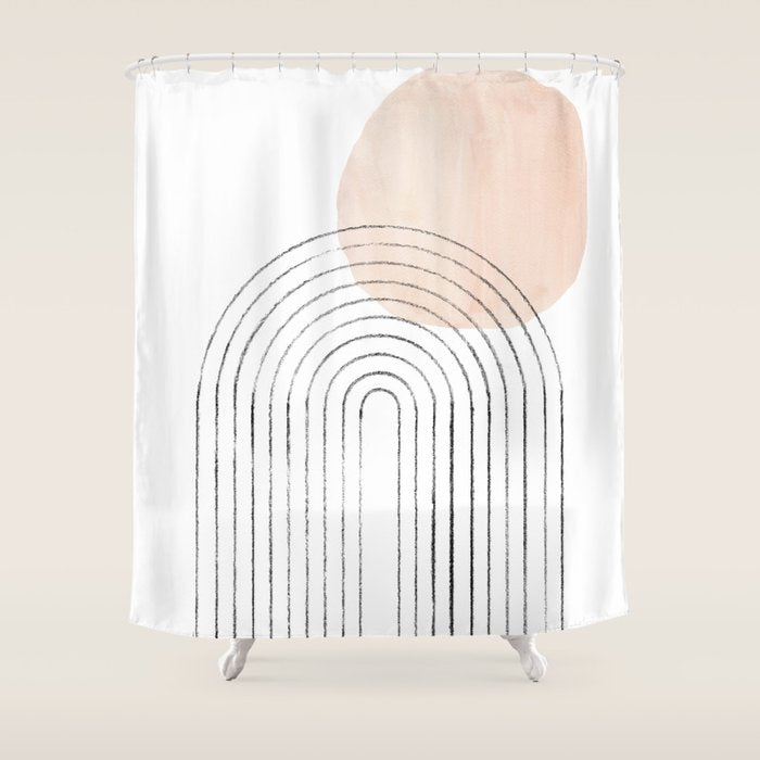 Mid century rainbow and sun Shower Curtain Gallery Image 1