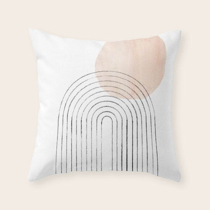 Mid century rainbow and sun Throw Pillow Gallery Image 6