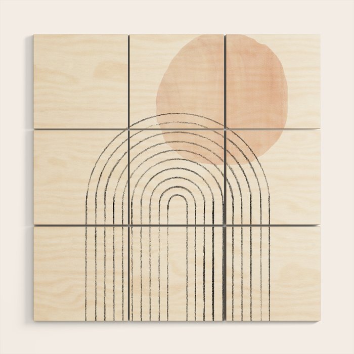 Mid century rainbow and sun Wood Wall Art Gallery Image 1