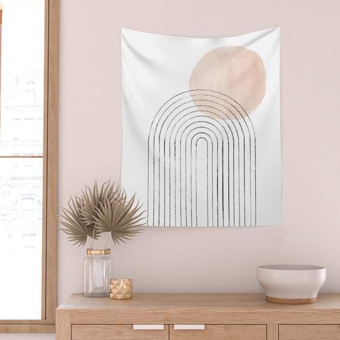Mid century rainbow and sun Wall Tapestry Gallery Image 2