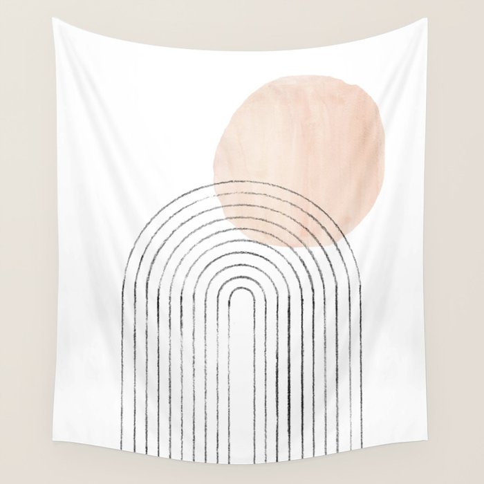 Mid century rainbow and sun Wall Tapestry Gallery Image 4