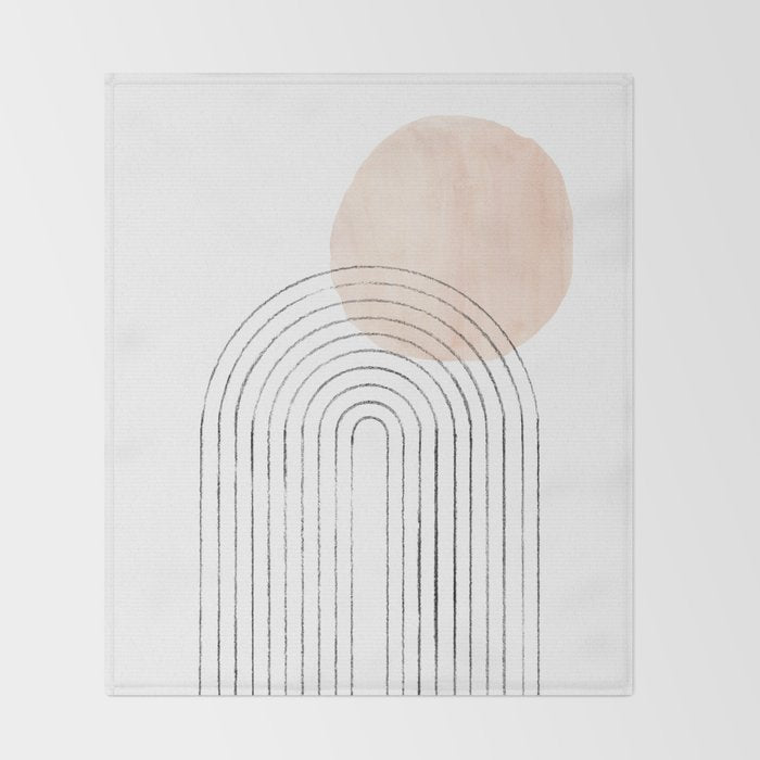 Mid century rainbow and sun Throw Blanket Gallery Image 2