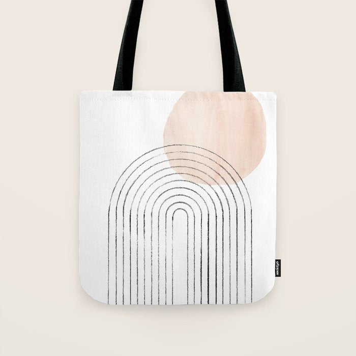 Mid century rainbow and sun Tote Bag Gallery Image 1