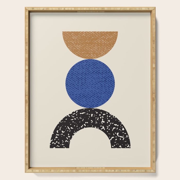 Woodblocks - Brown Blue Serving Tray Gallery Image 1