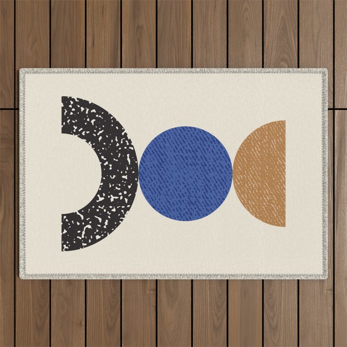Woodblocks - Brown Blue Outdoor Rug Gallery Image 1