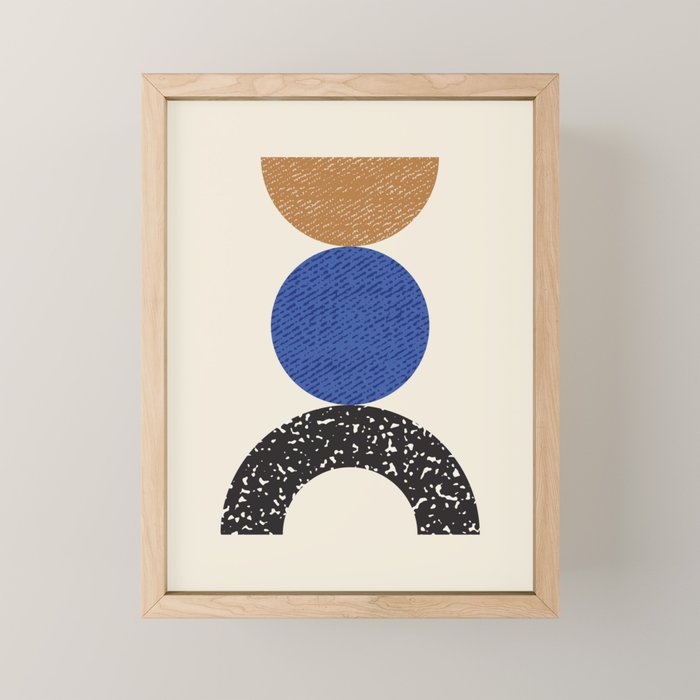 Woodblocks - Brown Blue Mini Art Print Gallery Image 1