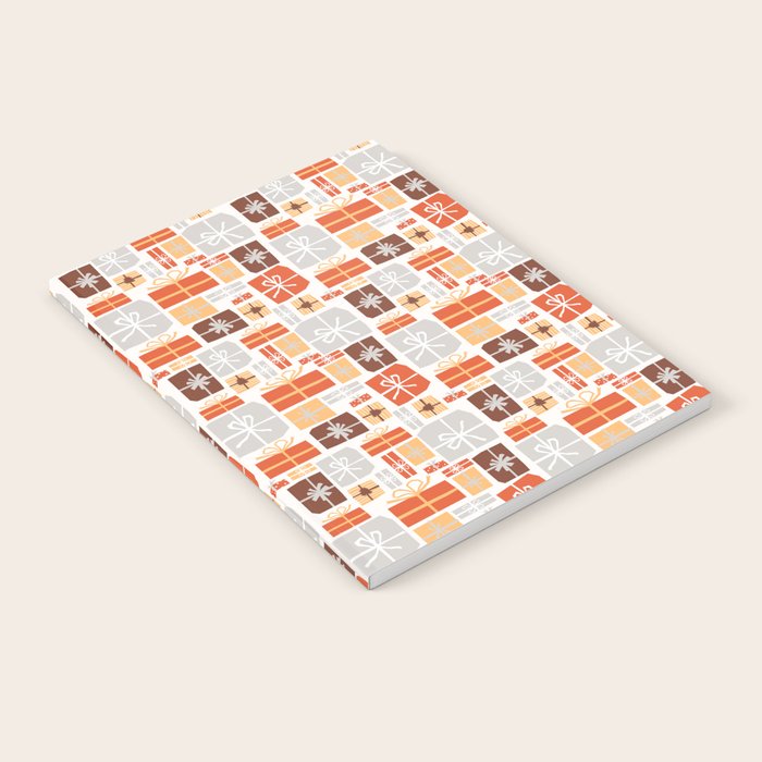 Christmas presents gray and orange pattern Notebook Gallery Image 1
