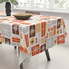 Christmas presents gray and orange pattern Tablecloth Gallery Image 3