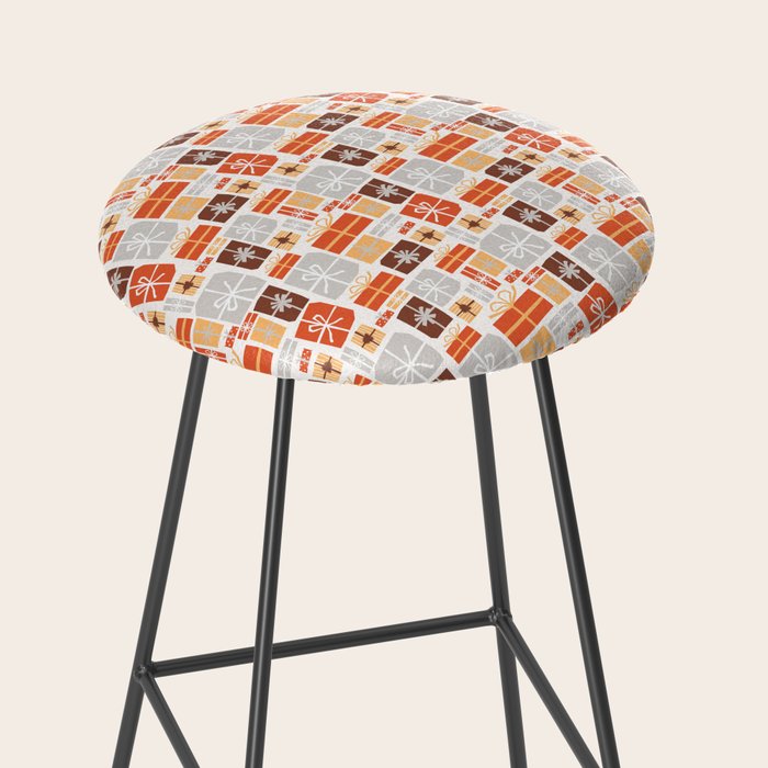 Christmas presents gray and orange pattern Stool Gallery Image 2