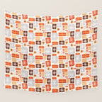 Christmas presents gray and orange pattern Wall Tapestry Gallery Image 4