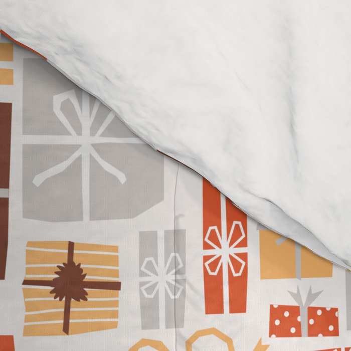 Christmas presents gray and orange pattern Comforter Gallery Image 4