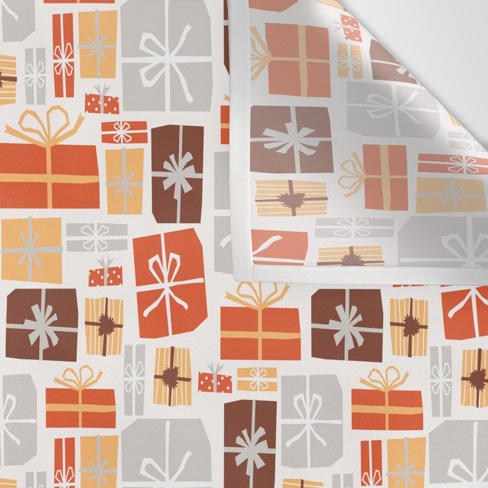 Christmas presents gray and orange pattern Wall Tapestry Gallery Image 3