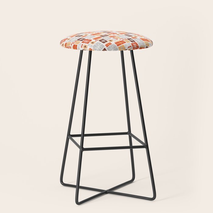 Christmas presents gray and orange pattern Stool Gallery Image 1