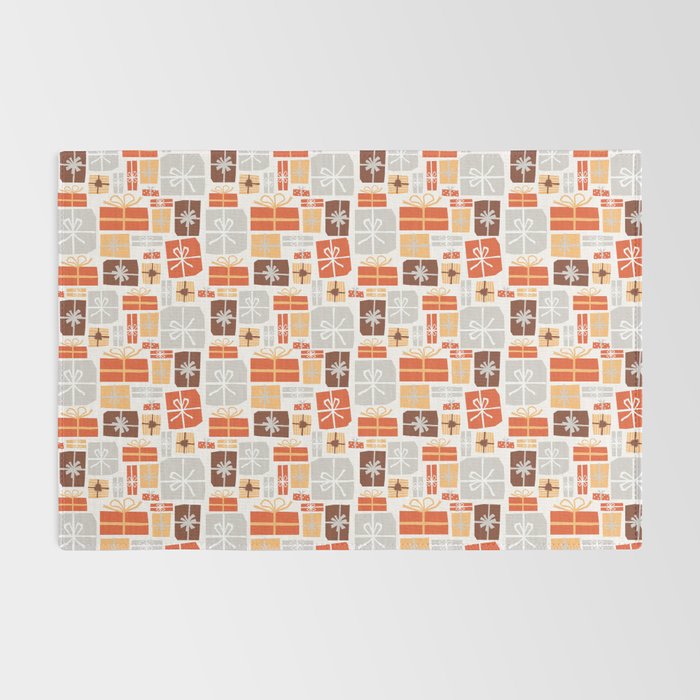 Christmas presents gray and orange pattern Rug Gallery Image 2
