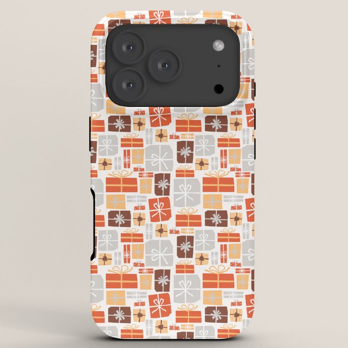 Christmas presents gray and orange pattern iPhone Case Gallery Image 7