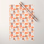 Christmas presents gray and orange pattern Wrapping Paper Gallery Image 1