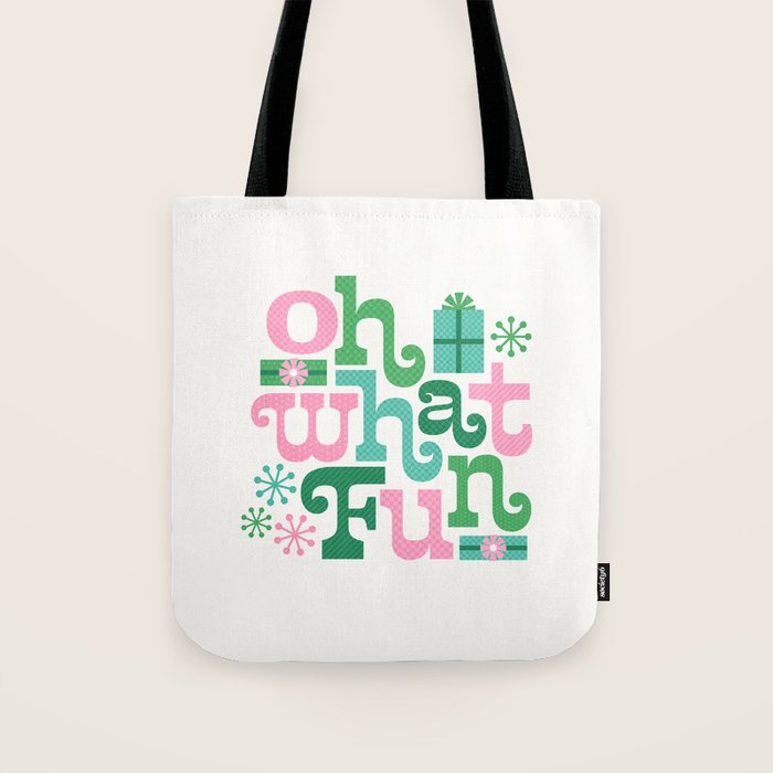 Oh What Fun - Pink and Green Tote Bag Gallery Image 1