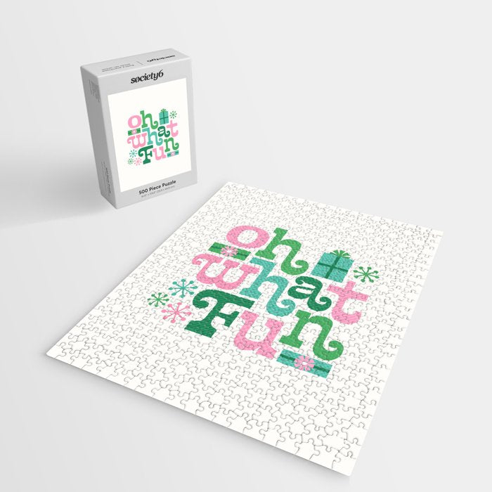 Oh What Fun - Pink and Green Jigsaw Puzzle Gallery Image 2