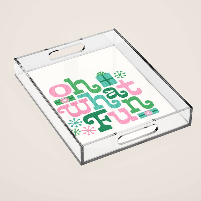 Oh What Fun - Pink and Green Acrylic Tray Gallery Image 1