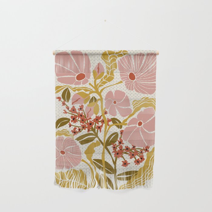 Klimt flowers  soft rose Wall Hanging Gallery Image 1