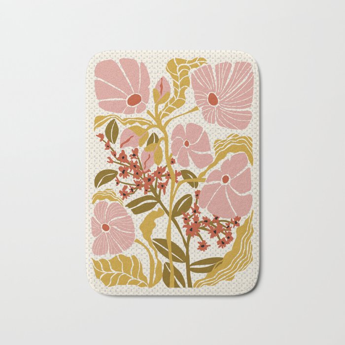 Klimt flowers  soft rose Bath Mat Gallery Image 1