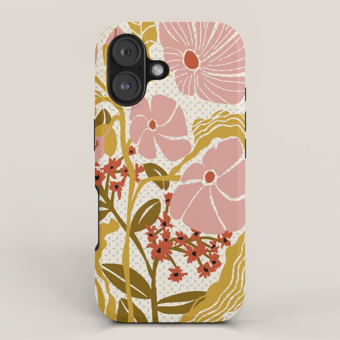 Klimt flowers  soft rose iPhone Case Gallery Image 1