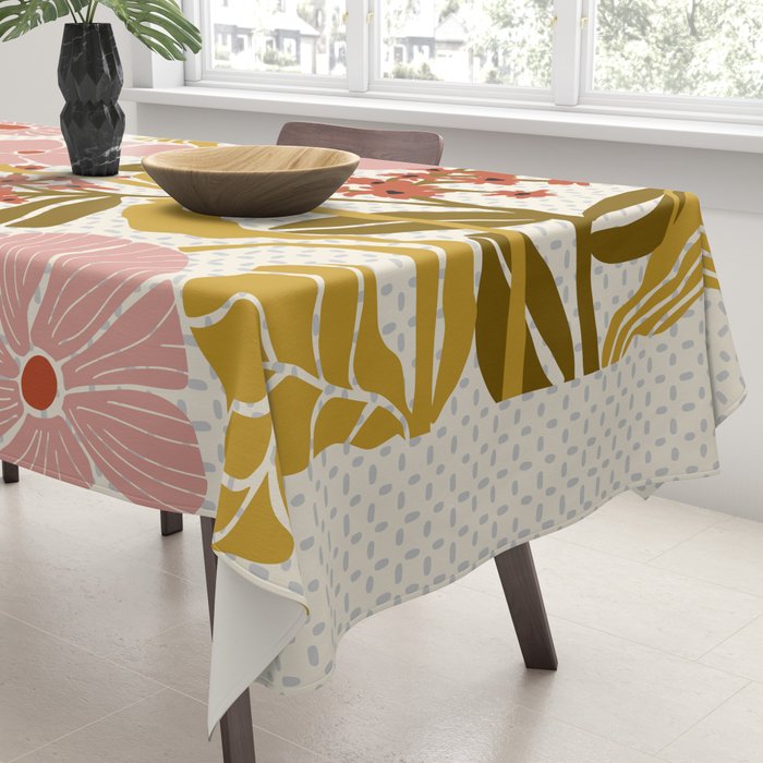 Klimt flowers  soft rose Tablecloth Gallery Image 3