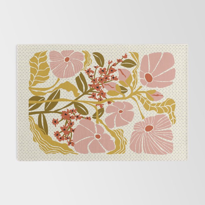 Klimt flowers  soft rose Rug Gallery Image 2