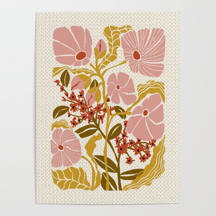 Klimt flowers  soft rose Poster Gallery Image 1