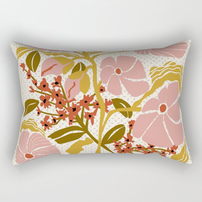 Klimt flowers  soft rose Rectangular Pillow Gallery Image 2