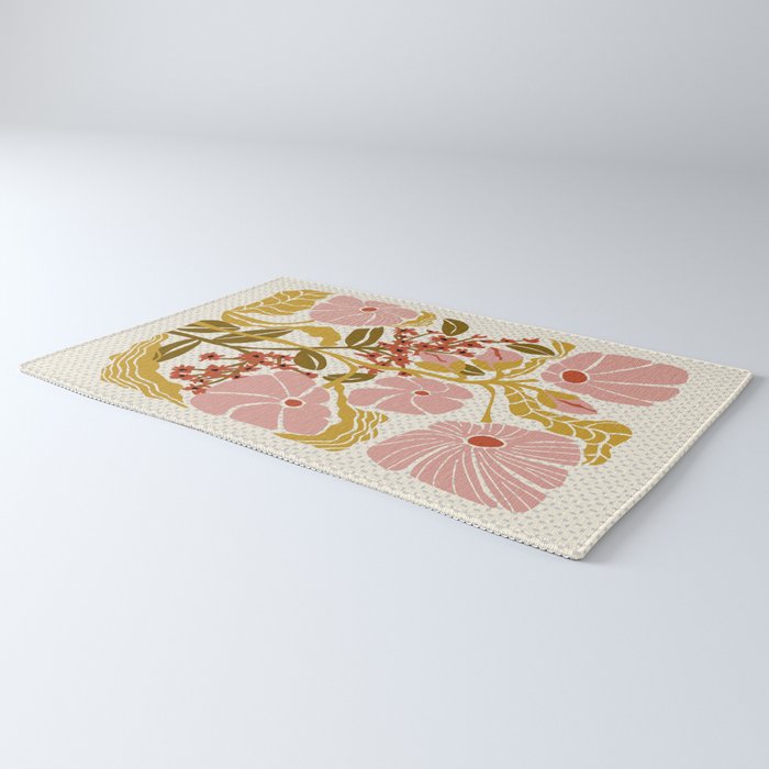 Klimt flowers  soft rose Rug Gallery Image 3