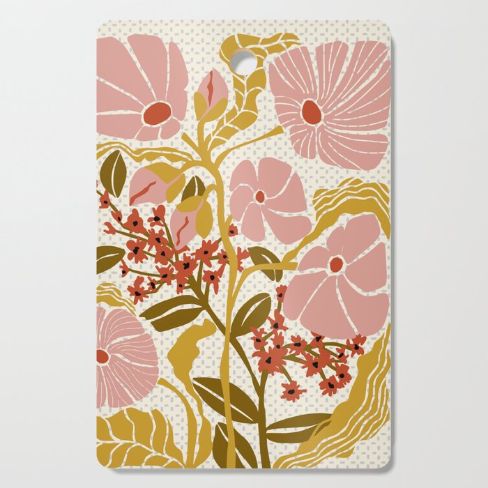 Klimt flowers  soft rose Cutting Board Gallery Image 1