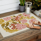 Klimt flowers  soft rose Outdoor Rug Gallery Image 2