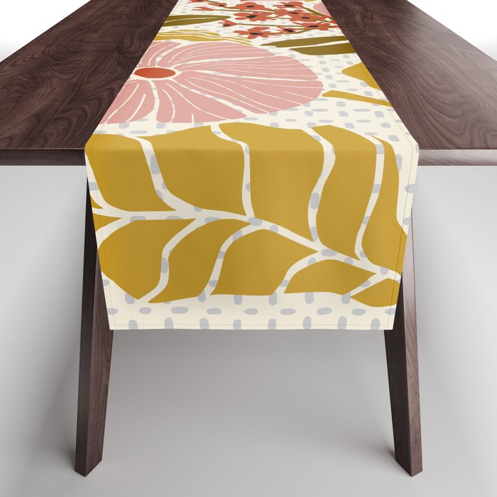 Klimt flowers  soft rose Table Runner Gallery Image 1