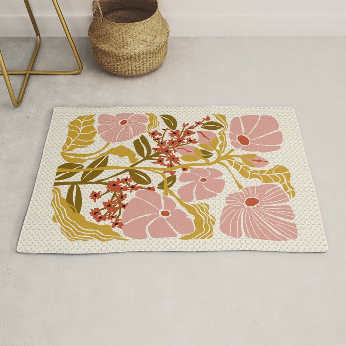 Klimt flowers  soft rose Rug Gallery Image 1