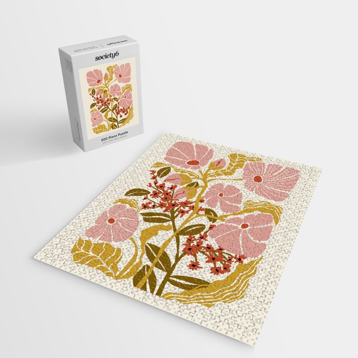 Klimt flowers  soft rose Jigsaw Puzzle Gallery Image 2