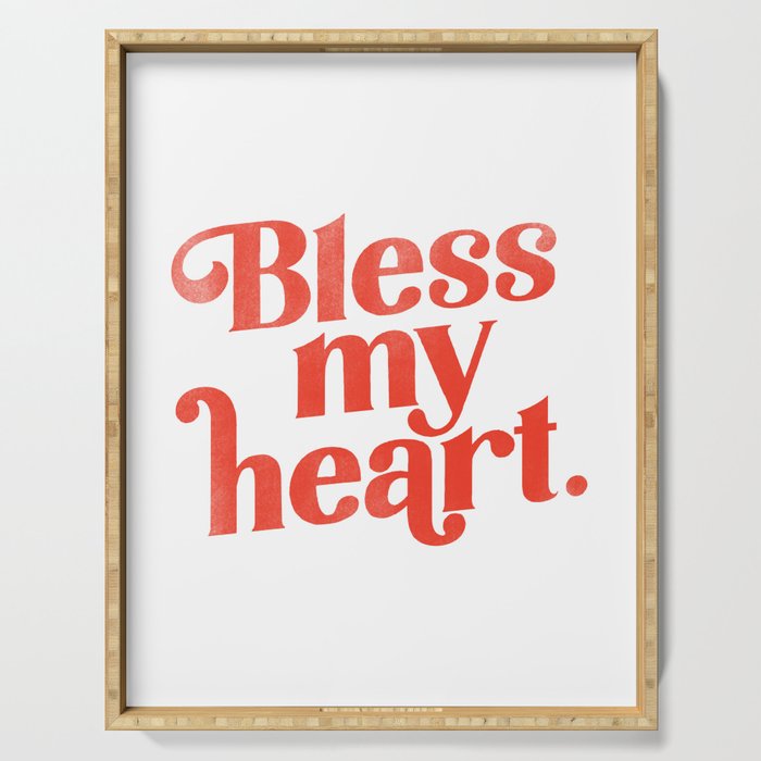 "Bless My Heart" Funny & Cute Red Typography Design Serving Tray Gallery Image 1