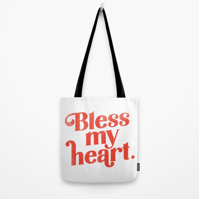 "Bless My Heart" Funny & Cute Red Typography Design Tote Bag Gallery Image 2