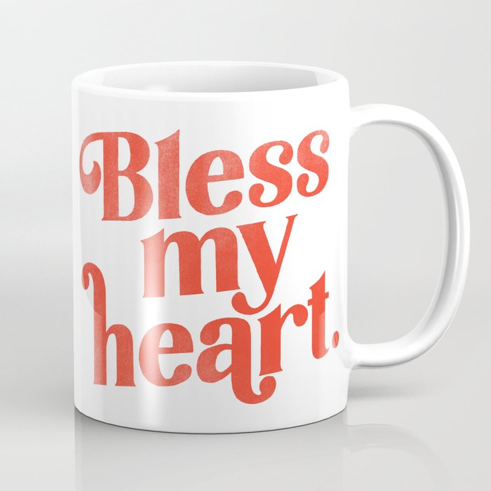 "Bless My Heart" Funny & Cute Red Typography Design Coffee Mug Gallery Image 1