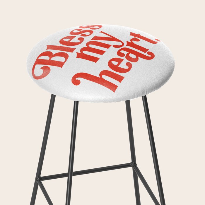 "Bless My Heart" Funny & Cute Red Typography Design Stool Gallery Image 2