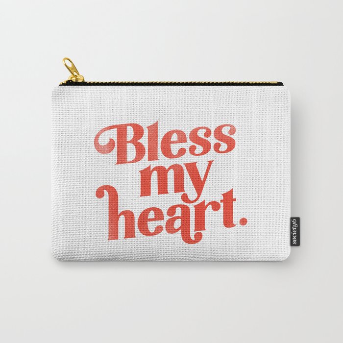 "Bless My Heart" Funny & Cute Red Typography Design Carry All Pouch Gallery Image 1