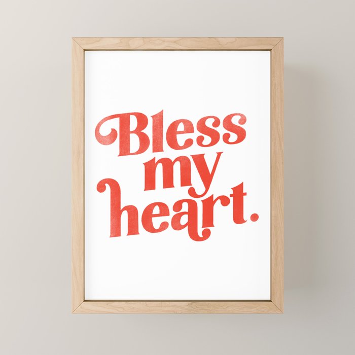 "Bless My Heart" Funny & Cute Red Typography Design Mini Art Print Gallery Image 1