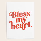 "Bless My Heart" Funny & Cute Red Typography Design Poster Gallery Image 4