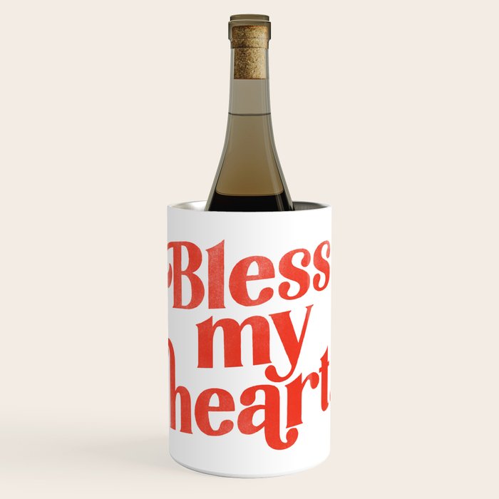 "Bless My Heart" Funny & Cute Red Typography Design Wine Chiller Gallery Image 1