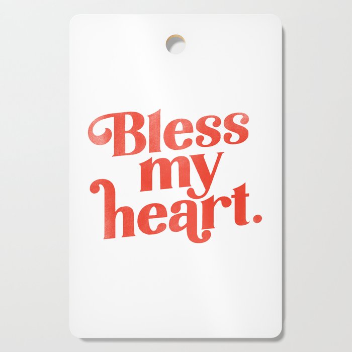 "Bless My Heart" Funny & Cute Red Typography Design Cutting Board Gallery Image 1
