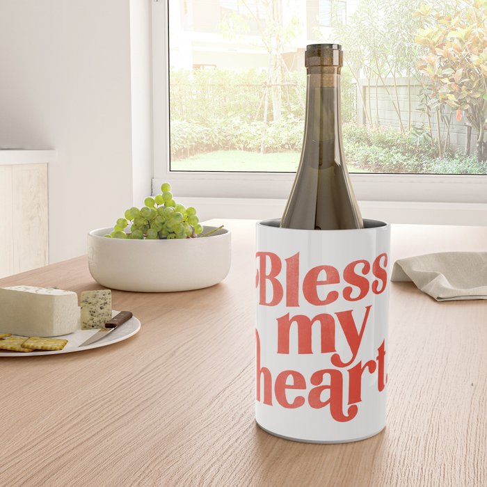 "Bless My Heart" Funny & Cute Red Typography Design Wine Chiller Gallery Image 4