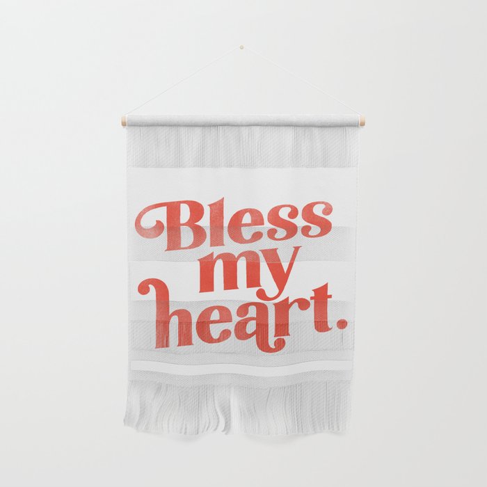 "Bless My Heart" Funny & Cute Red Typography Design Wall Hanging Gallery Image 1