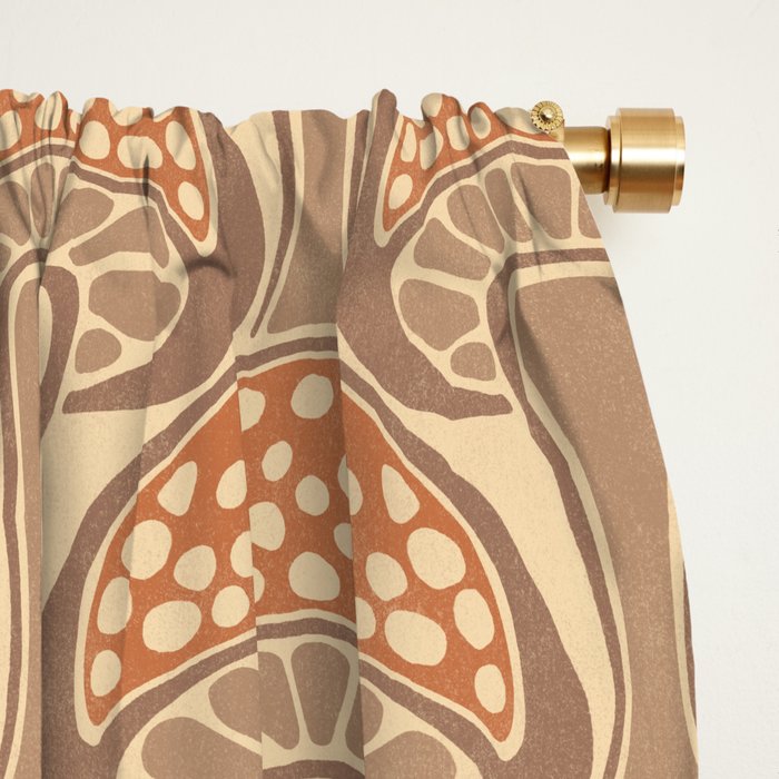 Art Nouveau Mushrooms - taupe and rust Window Curtain Gallery Image 2