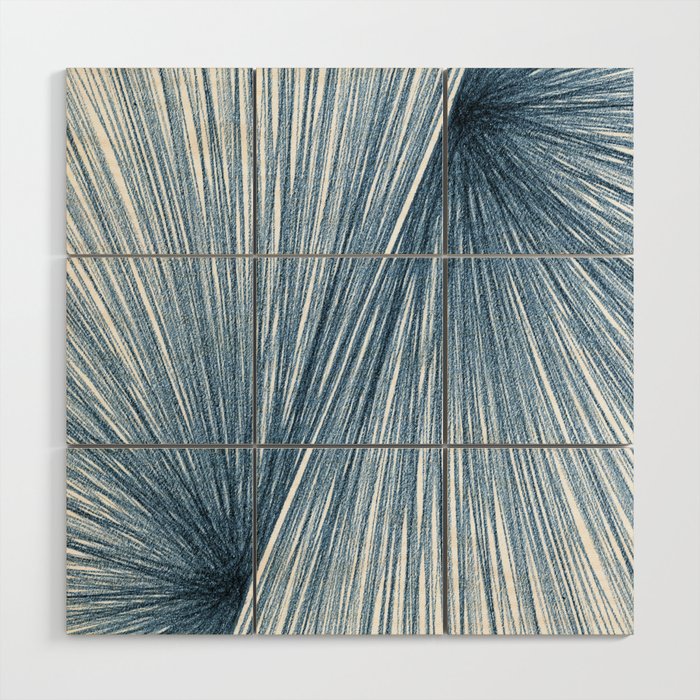 Mid Century Modern Indigo Blue Geometric Abstract Wood Wall Art Gallery Image 1