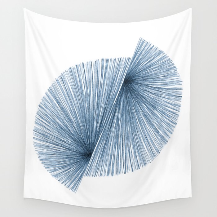 Mid Century Modern Indigo Blue Geometric Abstract Wall Tapestry Gallery Image 4